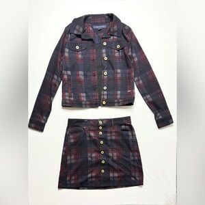Plaid Button-Front Skirt